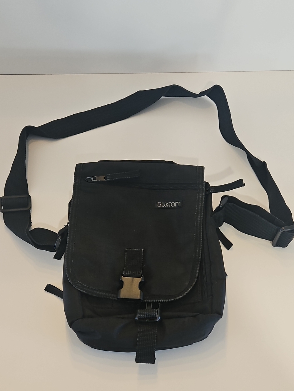 Buxton Black Men's Messenger Crossbody Bag